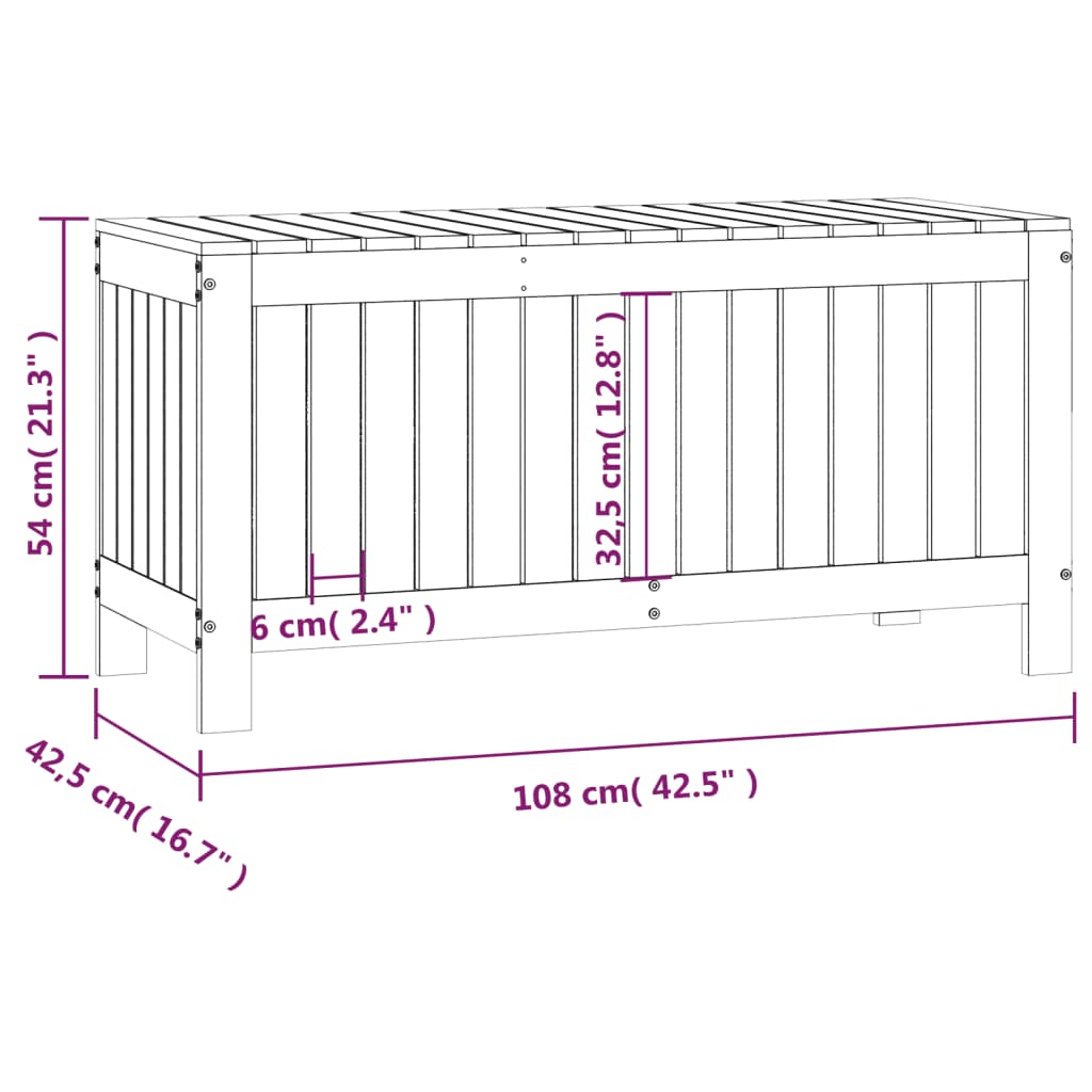 vidaXL Säilytyslaatikko musta 108x42,5x54 cm täysi mänty