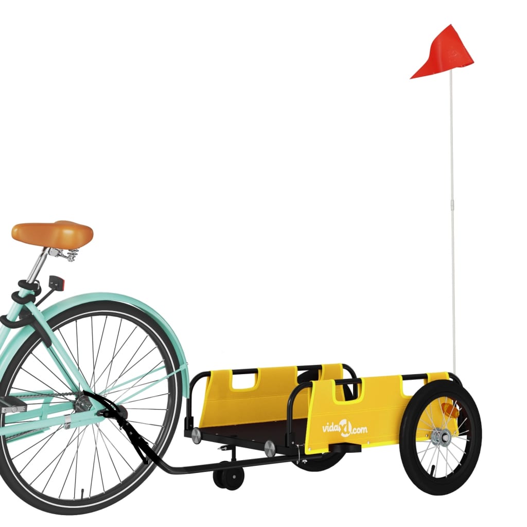 vidaXL Peräkärry polkupyörään keltainen Oxford kangas ja rauta