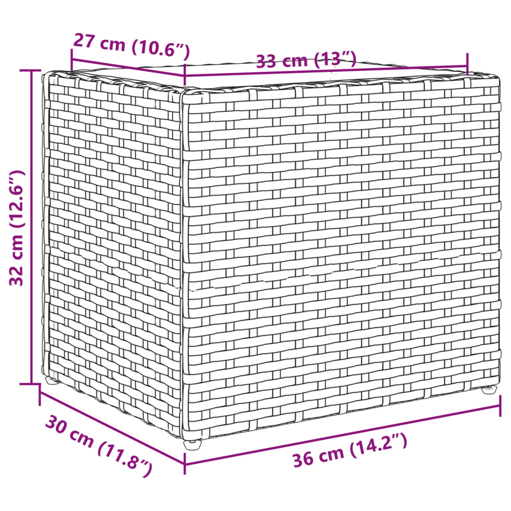 vidaXL Kukkalaatikko harmaa 36x30x32 cm polyrottinki