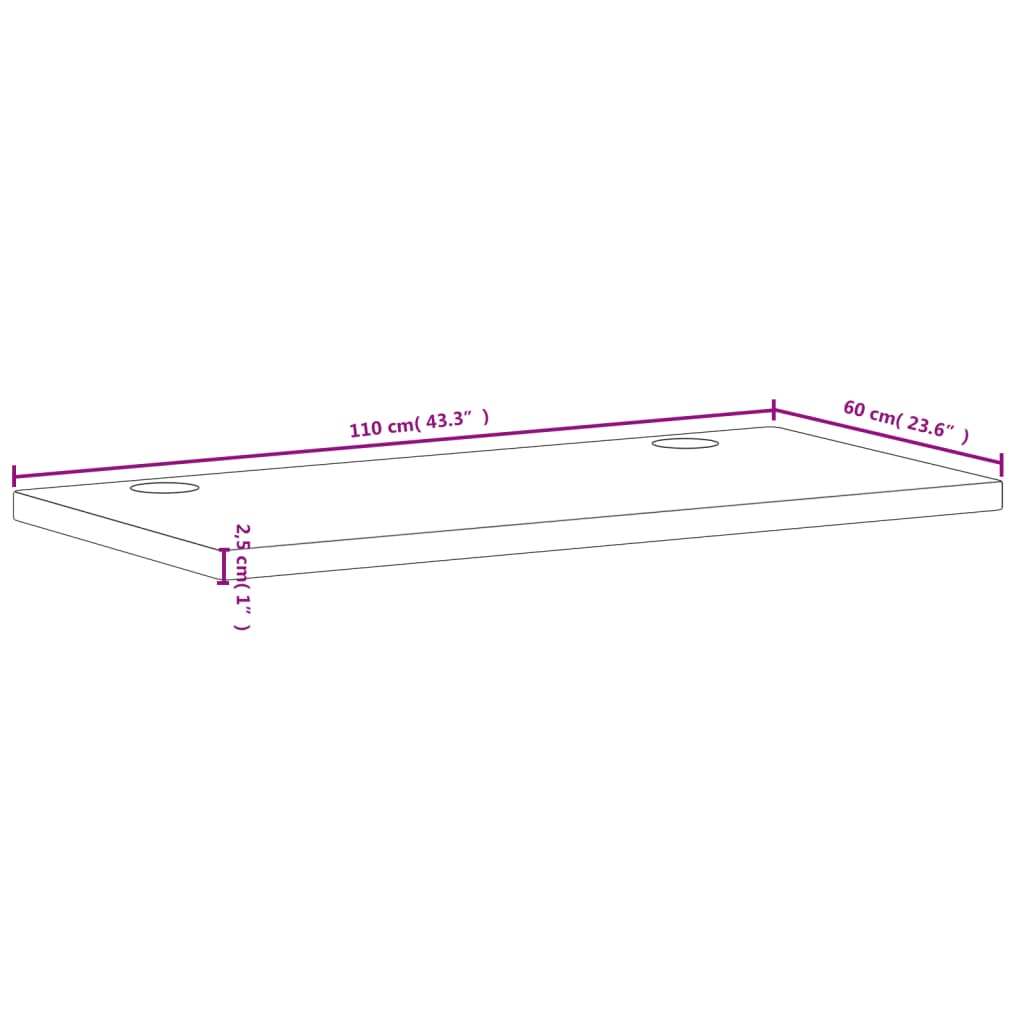 vidaXL Pöytälevy 110x60x2,5 cm täysi pyökki