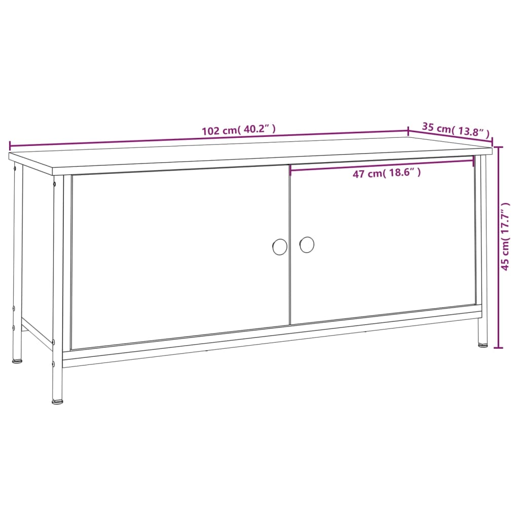 vidaXL TV-taso ovilla musta 102x35x45 cm tekninen puu