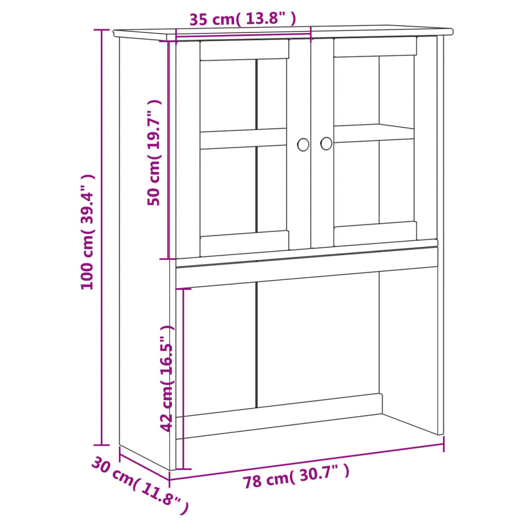 vidaXL Lipaston yläosa VIGO valkoinen 78x30x100 cm täysi mänty