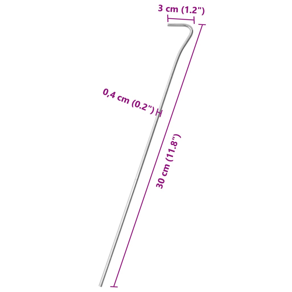 vidaXL Telttatapit 25 kpl 30 cm Ø4 mm galvanoitu teräs