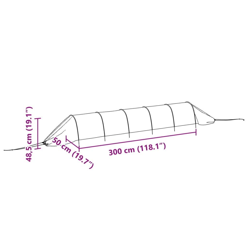 vidaXL Verkkotunneli musta 300x50x48,5 cm teräs ja polyeteeni