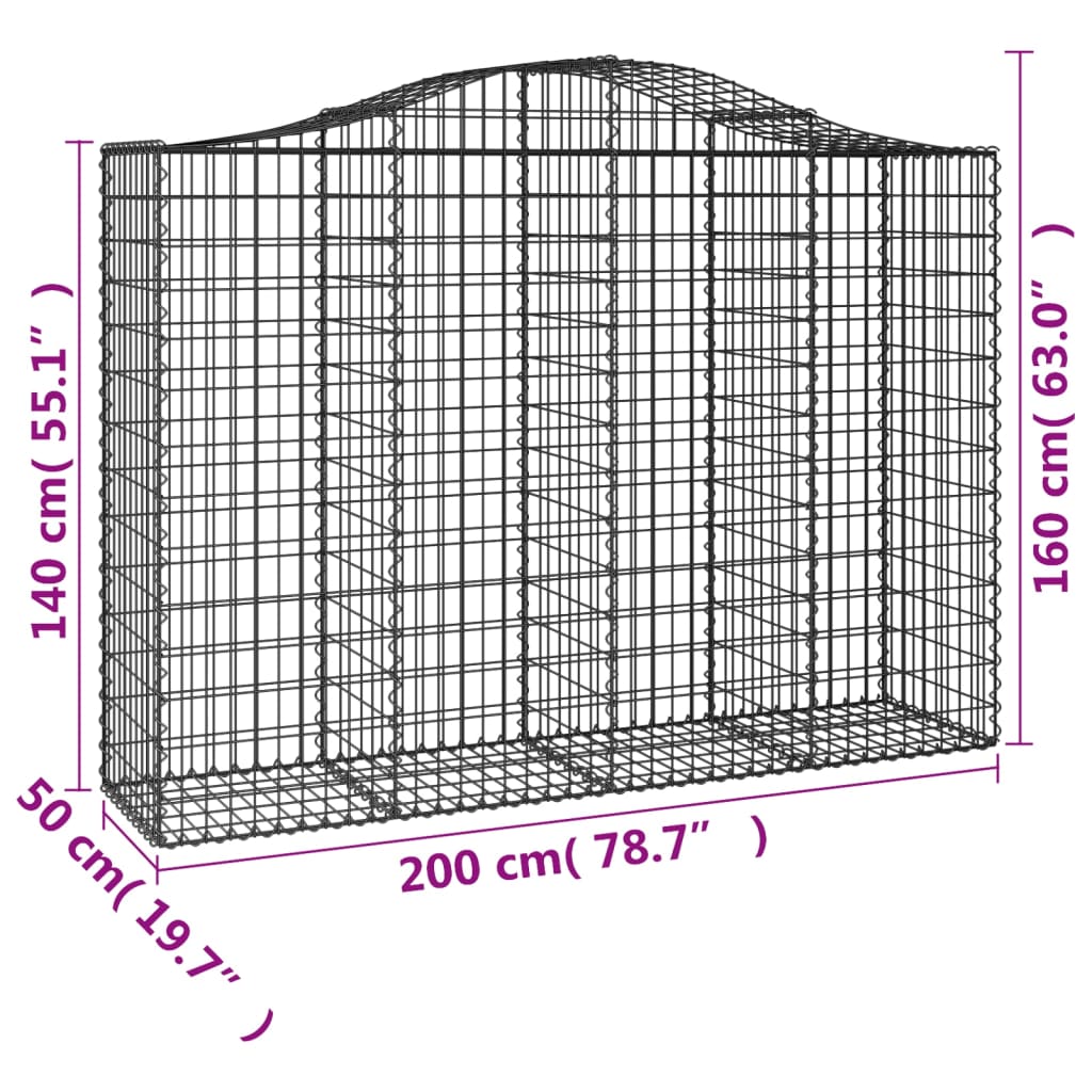 vidaXL Kaarevat kivikorit 5 kpl 200x50x140/160 cm galvanoitu rauta