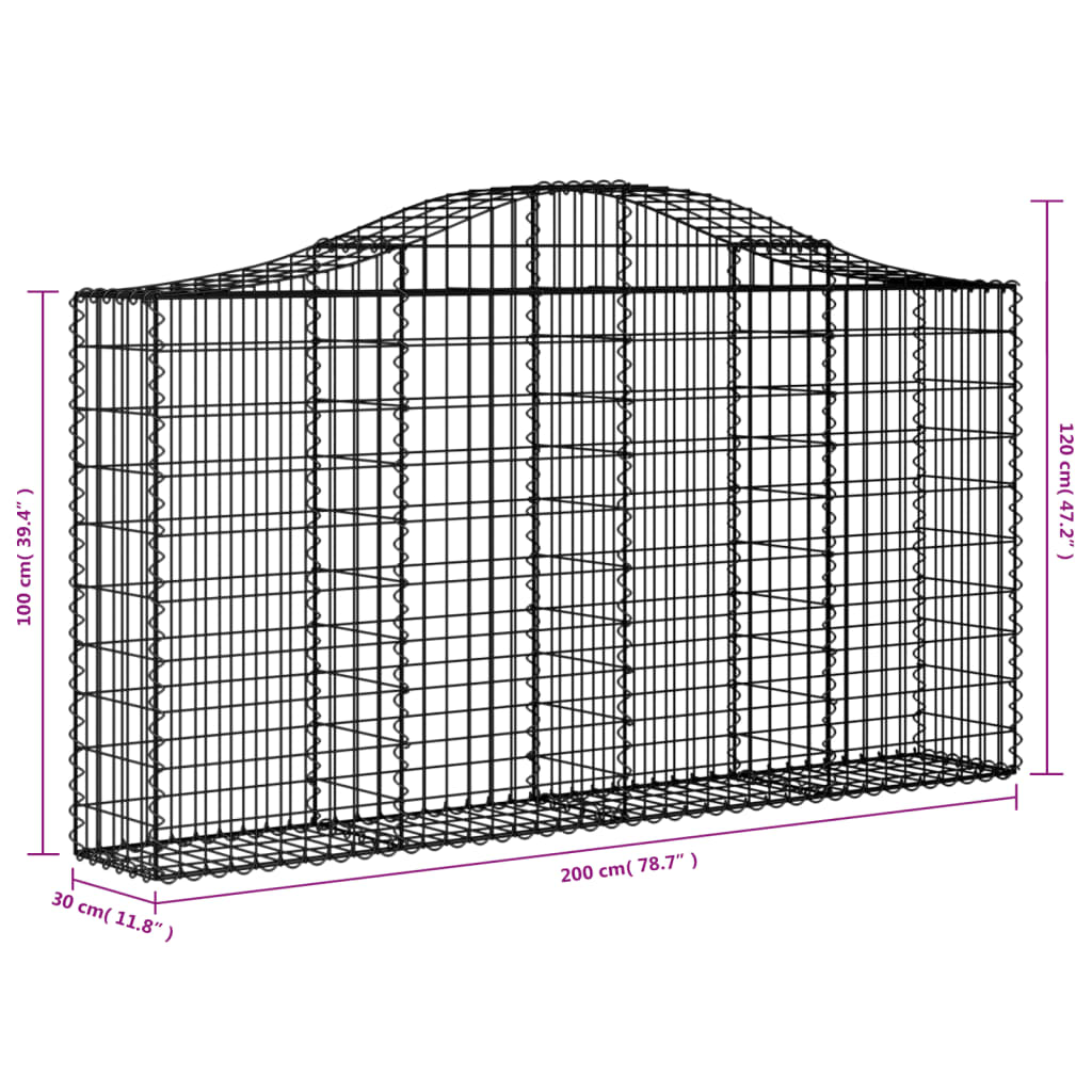 vidaXL Kaarevat kivikorit 12 kpl 200x30x100/120 cm galvanoitu rauta