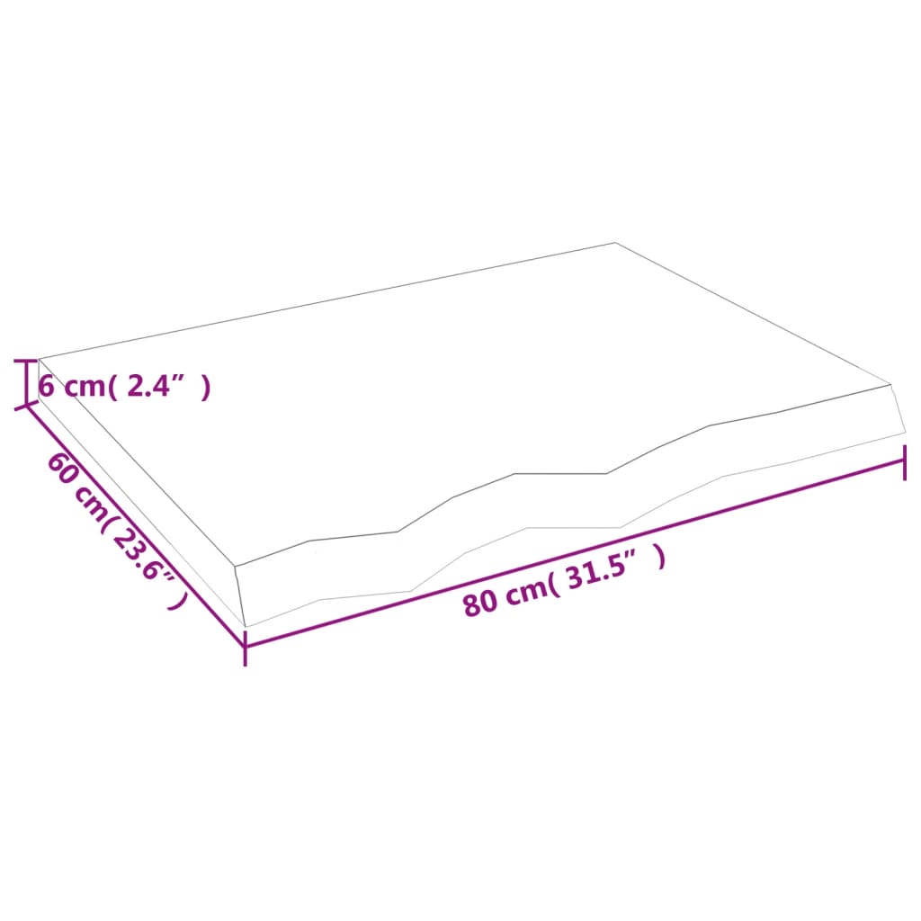 vidaXL Pöytälevy 80x60x(2-6) cm käsittelemätön täystammi