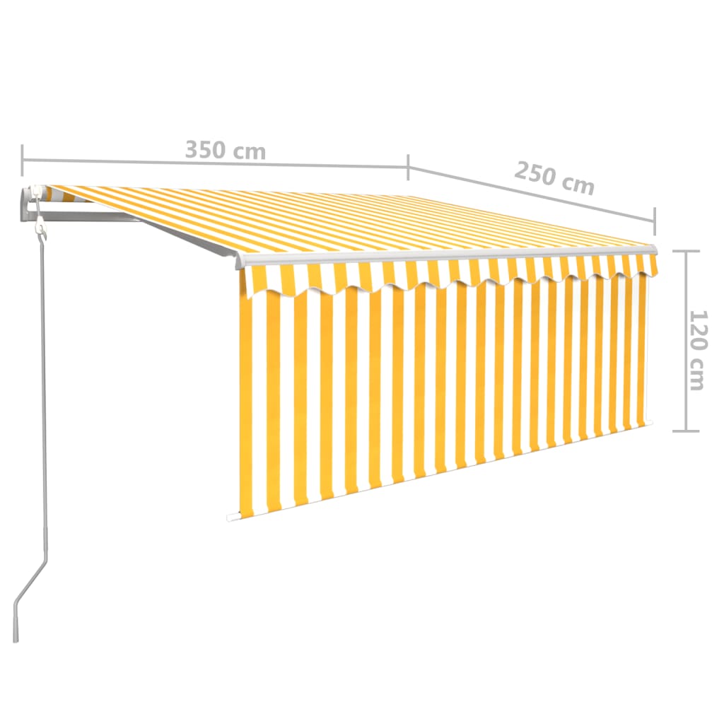 vidaXL Automaattisesti kelautuva markiisi verholla 3,5x2,5m keltavalk.