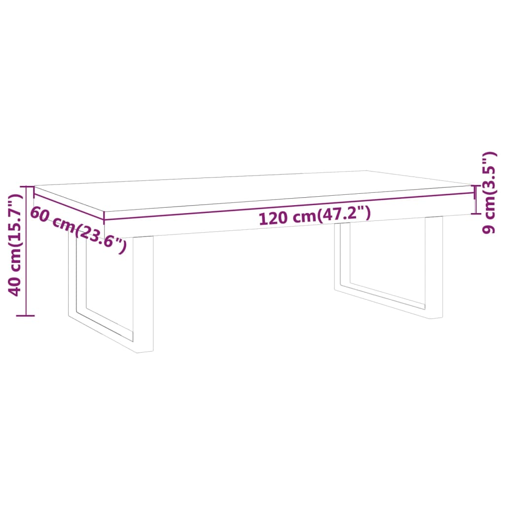 vidaXL Sohvapöytä tummanruskea ja musta 120x60x40 cm MDF ja rauta