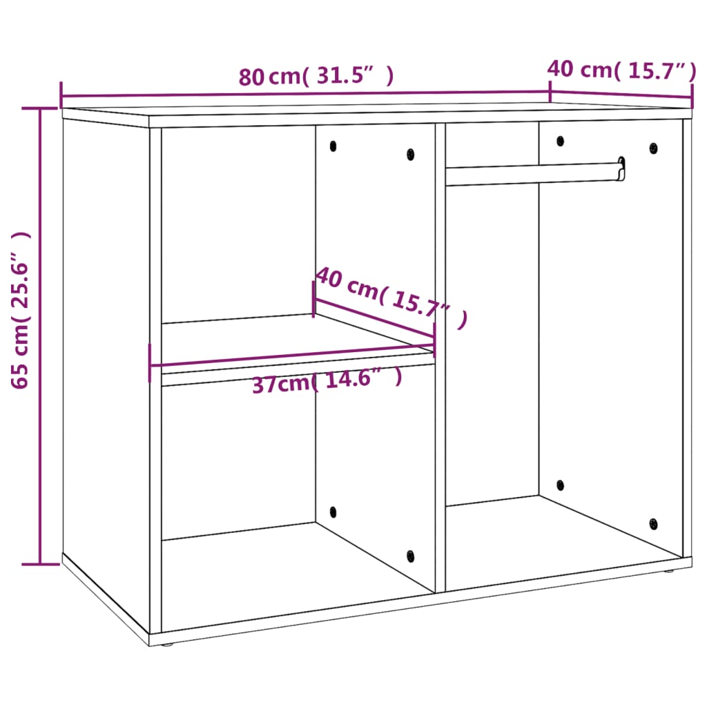 vidaXL Kosmetiikkakaappi musta 80x40x65 cm tekninen puu