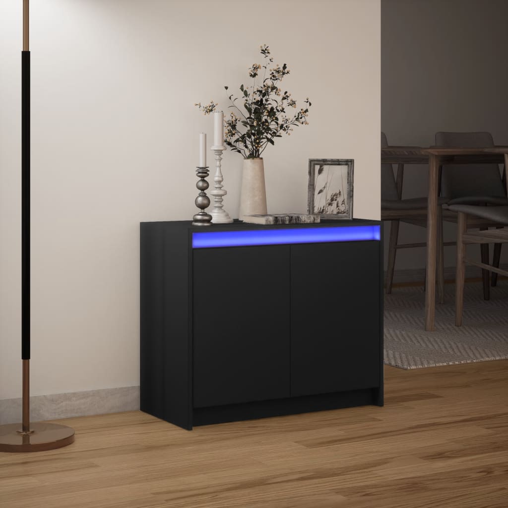 vidaXL Senkki LED-valoilla musta 72x34x61 cm tekninen puu