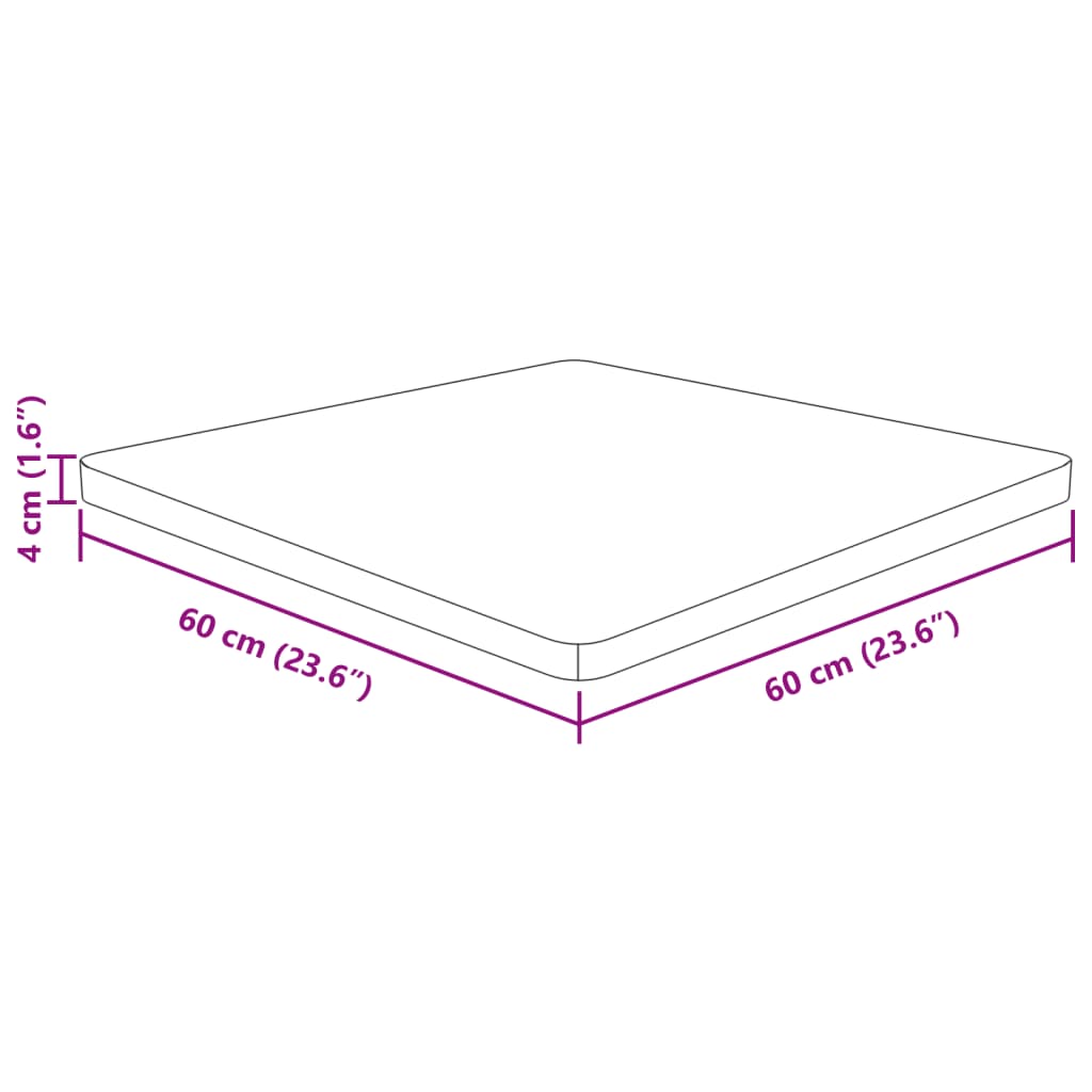 vidaXL Pöytälevy neliö tummanruskea 60x60x4 cm käsitelty täysi tammi