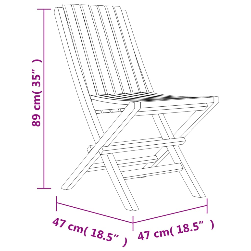 vidaXL Kokoontaitettavat puutarhatuolit 8 kpl 47x47x89 cm täysi tiikki