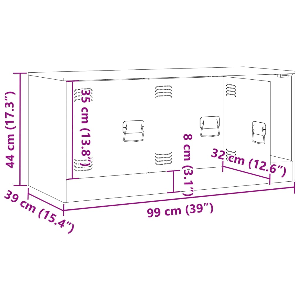 vidaXL TV-taso pinkki 99x39x44 cm teräs