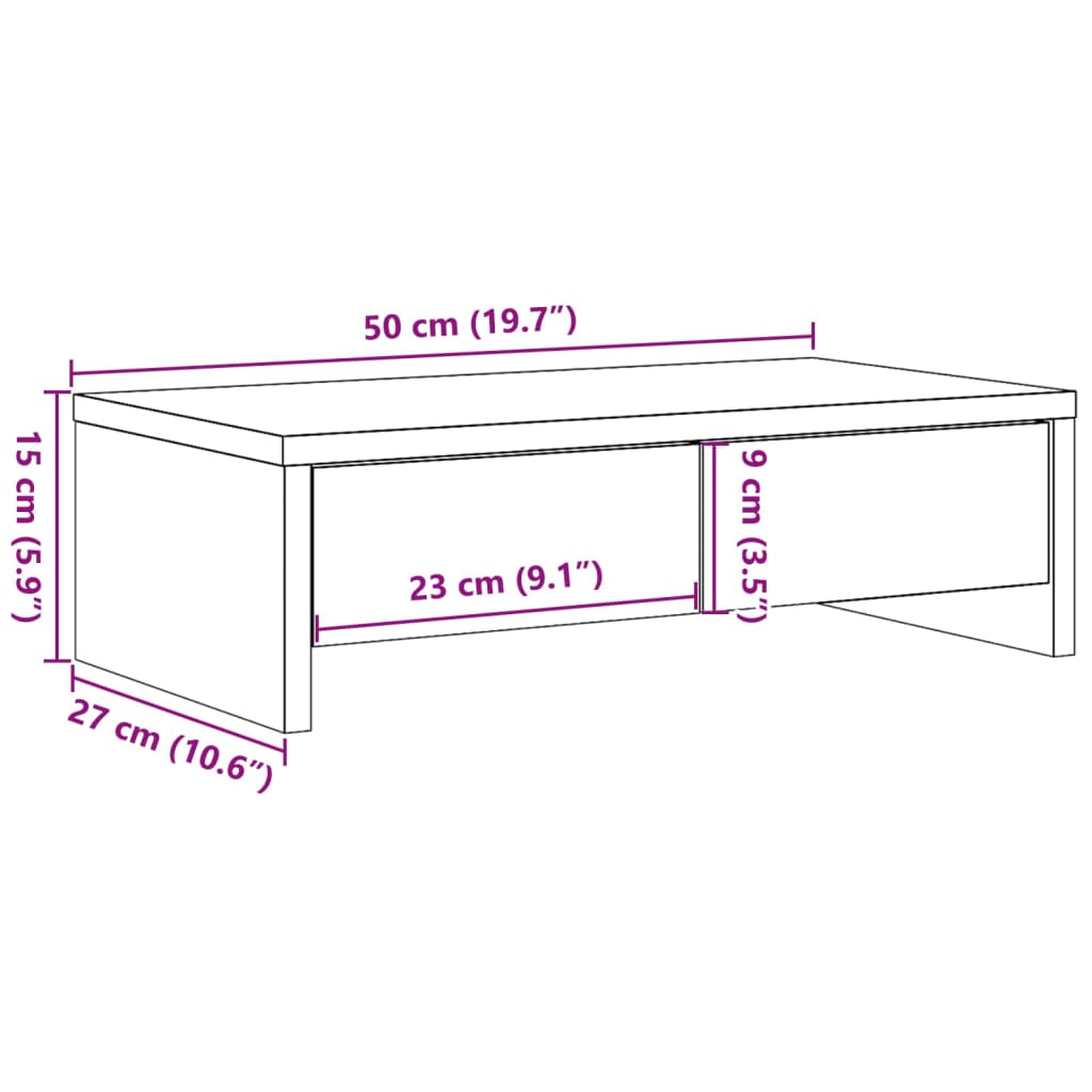 vidaXL Näyttöteline laatikoilla vanha puu 50x27x15 cm tekninen puu