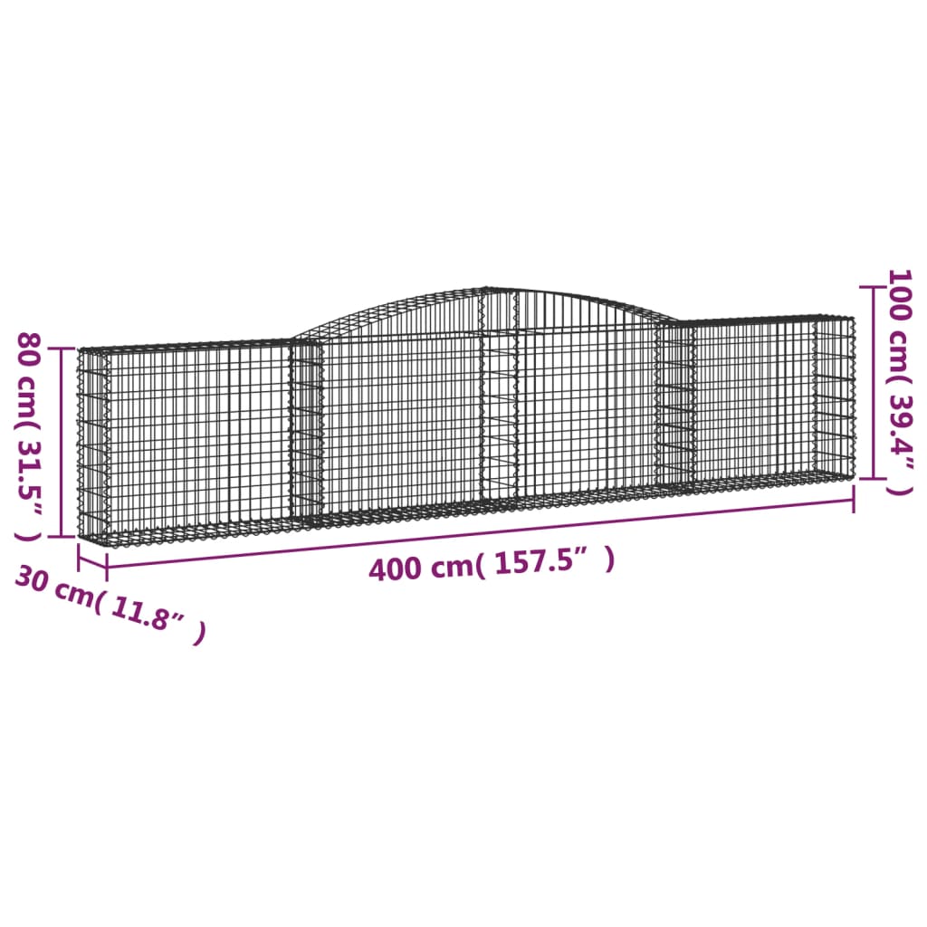 vidaXL Kaarevat kivikorit 10 kpl 400x30x80/100 cm galvanoitu rauta