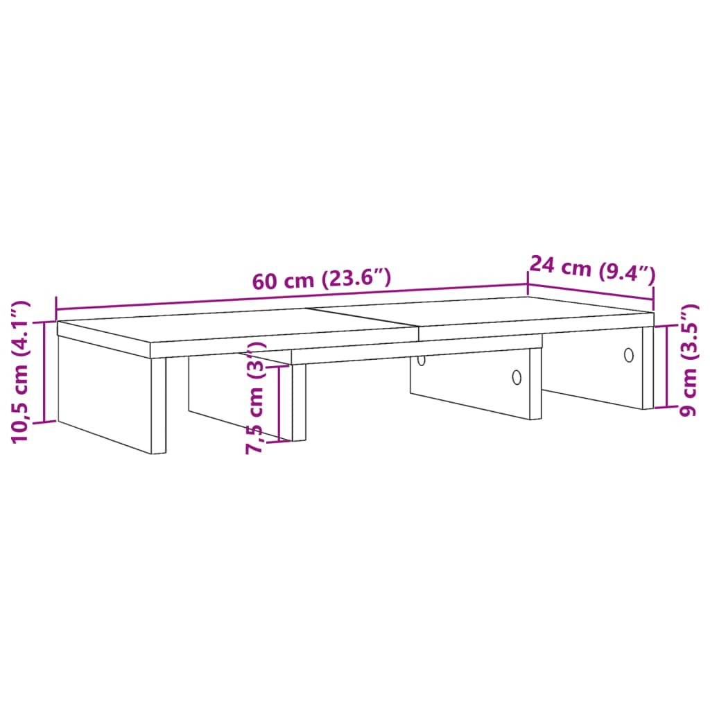 vidaXL Näyttöteline savutammi 60x24x10,5 cm tekninen puu