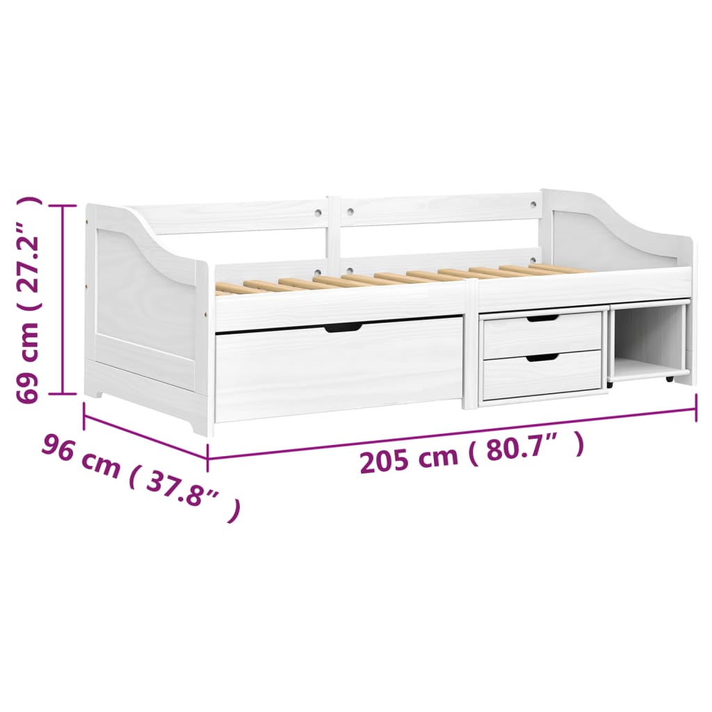 vidaXL Sohvasänky 3 laatikolla IRUN 90x200 cm täysi mänty