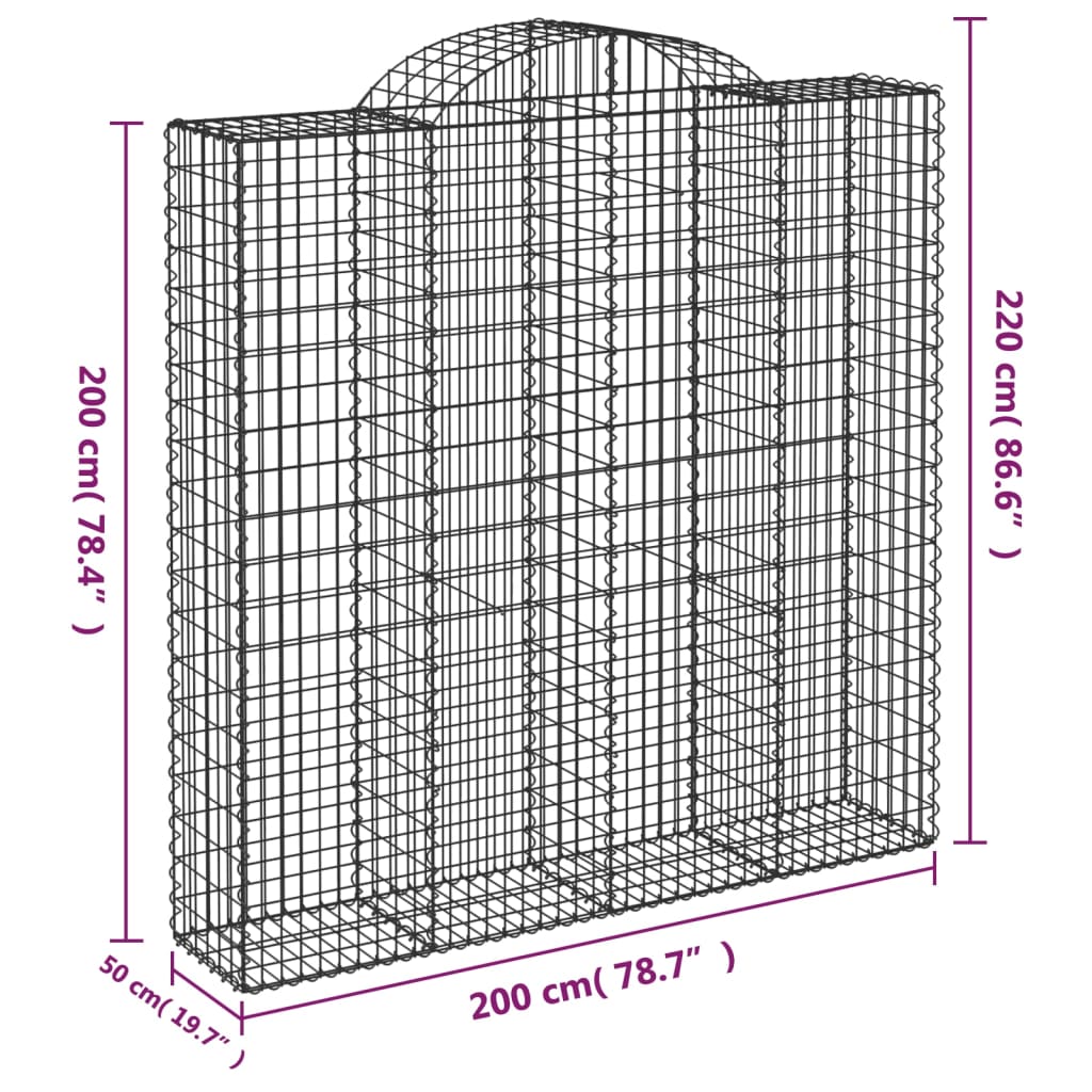 vidaXL Kaarevat kivikorit 5 kpl 200x50x200/220 cm galvanoitu rauta