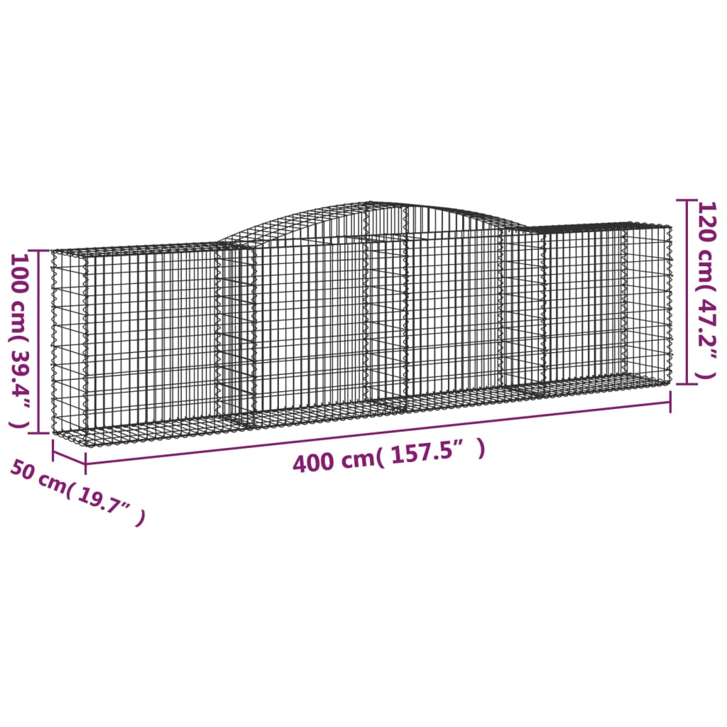 vidaXL Kaarevat kivikorit 3 kpl 400x50x100/120 cm galvanoitu rauta