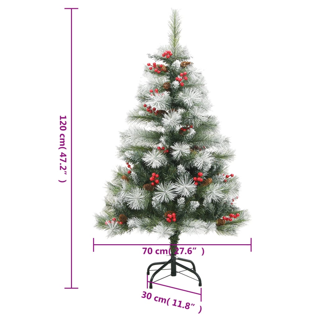 vidaXL Tekojoulukuusi saranoilla, kävyillä ja marjoilla 120 cm