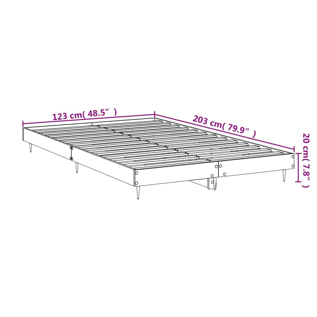 vidaXL Sängynrunko ruskea tammi 120x200 cm tekninen puu