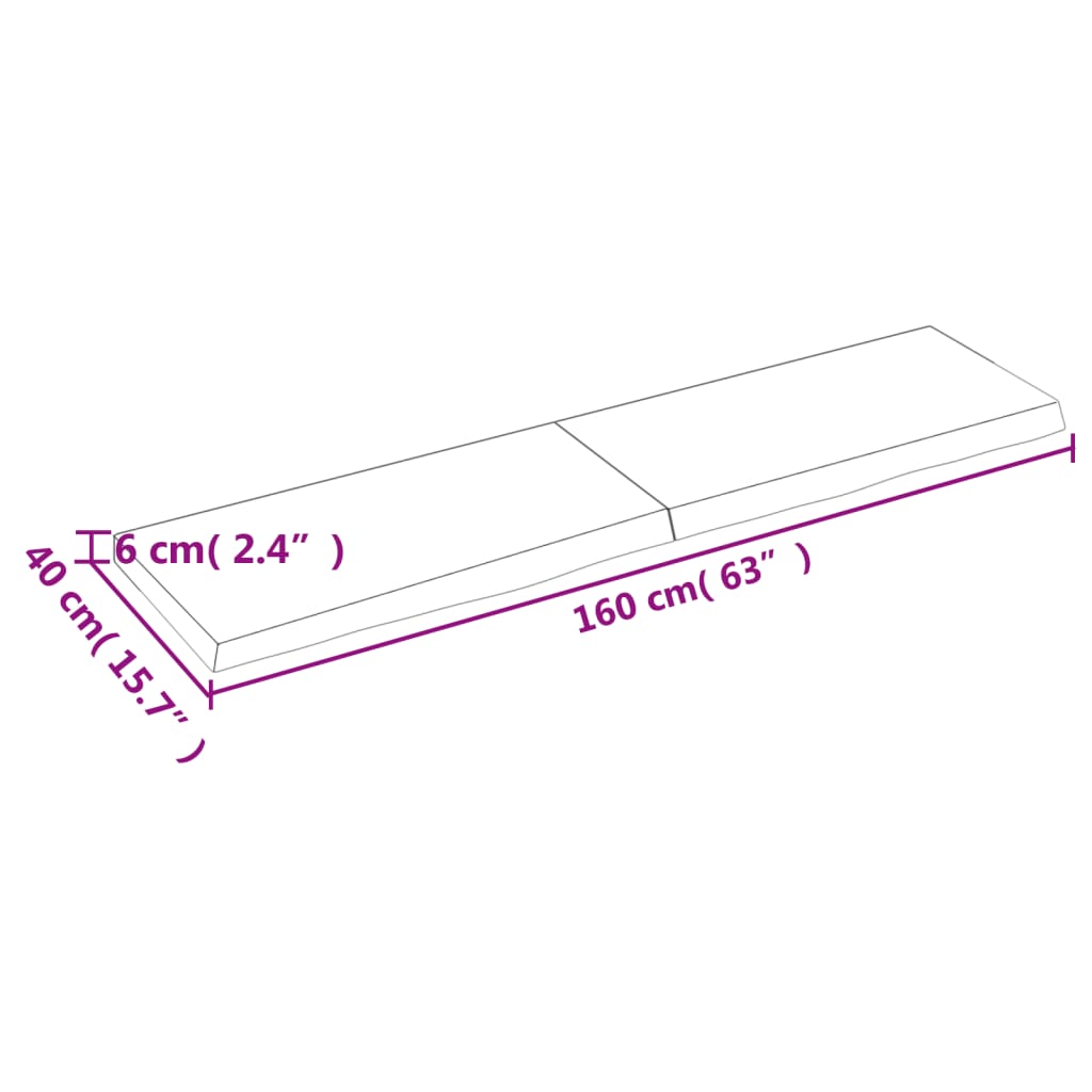 vidaXL Pöytälevy tummanruskea 160x40x(2-6) cm käsitelty täystammi