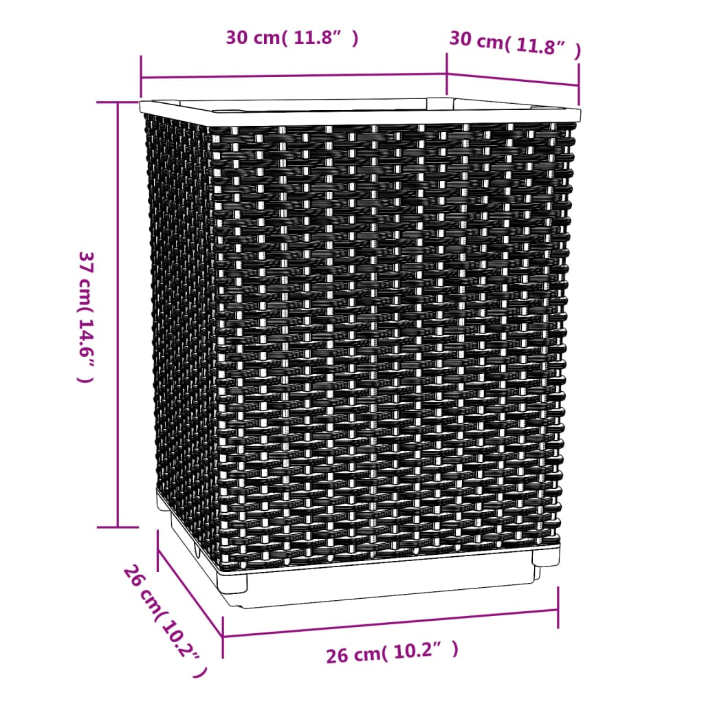 vidaXL Kukkalaatikot 4 kpl musta 30x30x37 cm polypropeeni