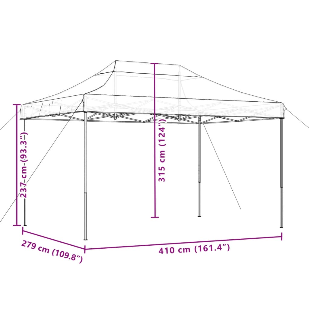 vidaXL Taitettava pop-up juhlateltta oranssi 410x279x315 cm