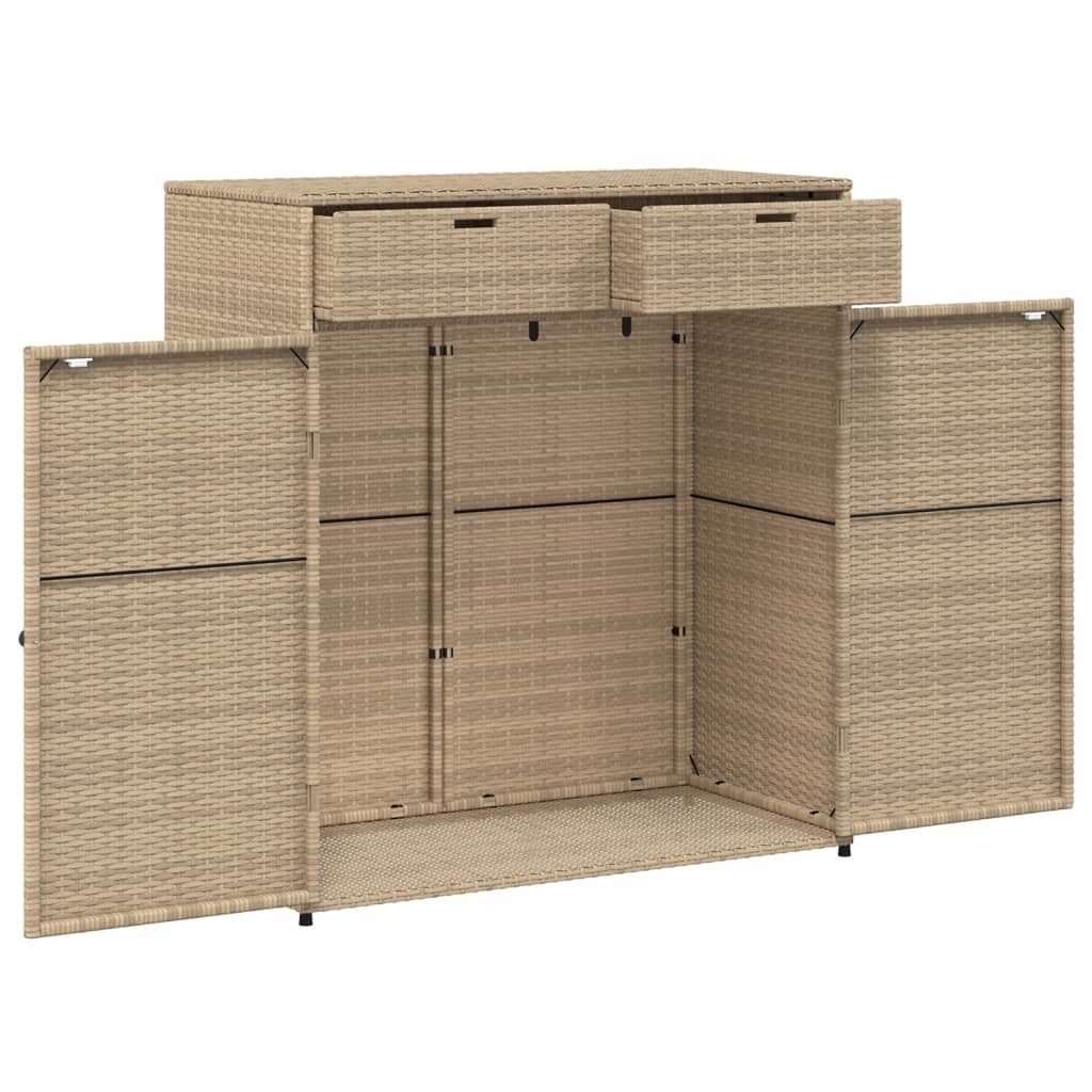 vidaXL Puutarhan säilytyskaappi beige 105x55x113 cm polyrottinki