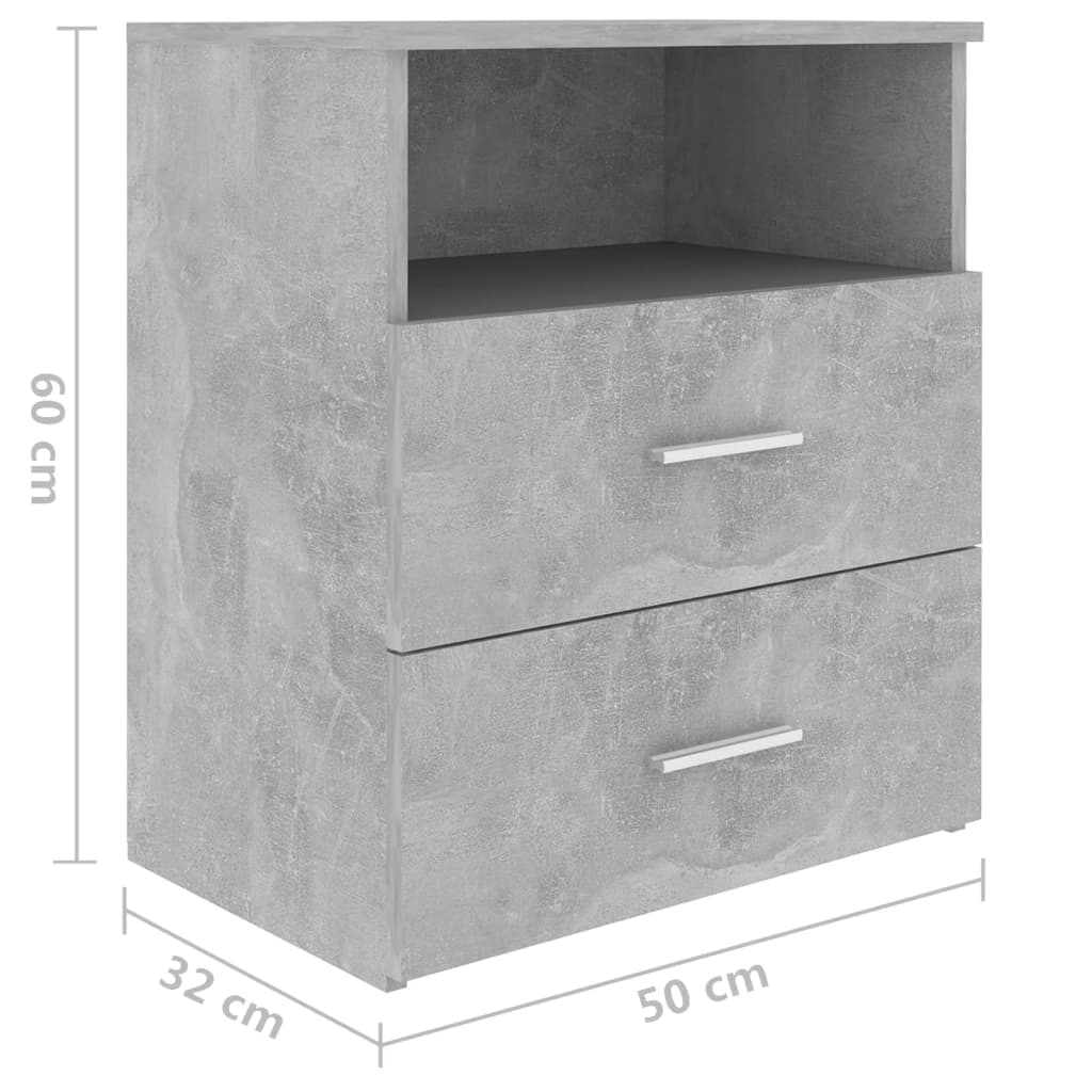 vidaXL Yöpöydät 2 kpl betoninharmaa 50x32x60 cm