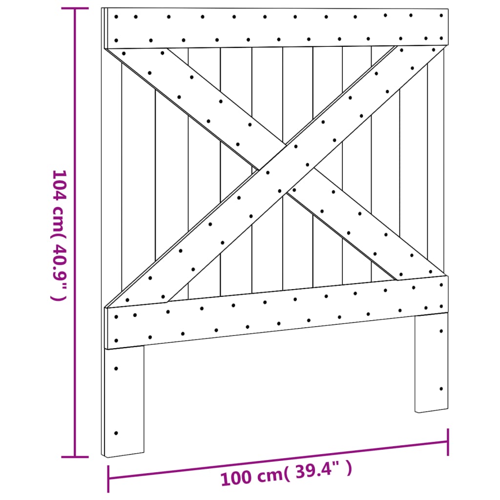 vidaXL Sängynpääty 100x104 cm täysi mänty