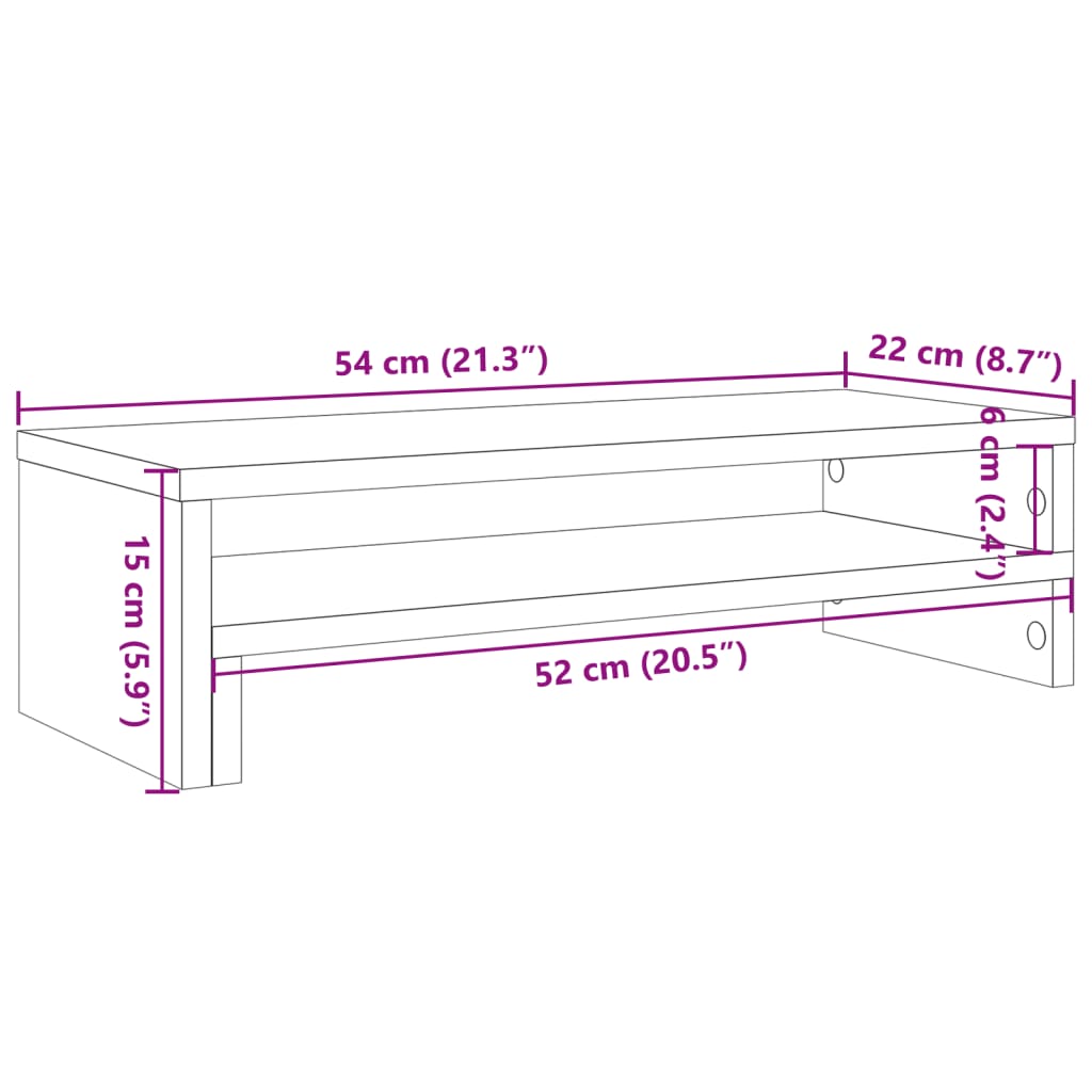 vidaXL Näyttöteline artesaani tammi 54x22x15 cm tekninen puu