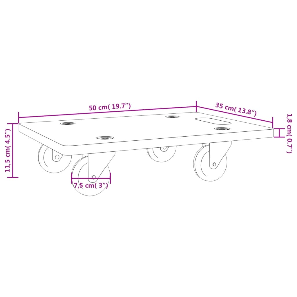 vidaXL Kuljetusalustat 2 kpl suorakaide 50x35x11,5 cm 250 kg