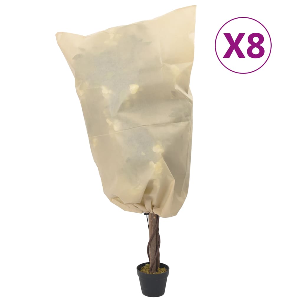 vidaXL Kasvien fleecepeite kiristysnaruilla 8 kpl 70 g/m² 0,8x0,8 m