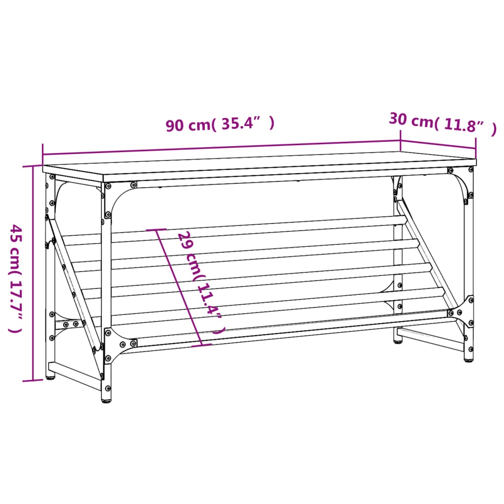 vidaXL Kenkäteline musta 90x30x45 cm tekninen puu