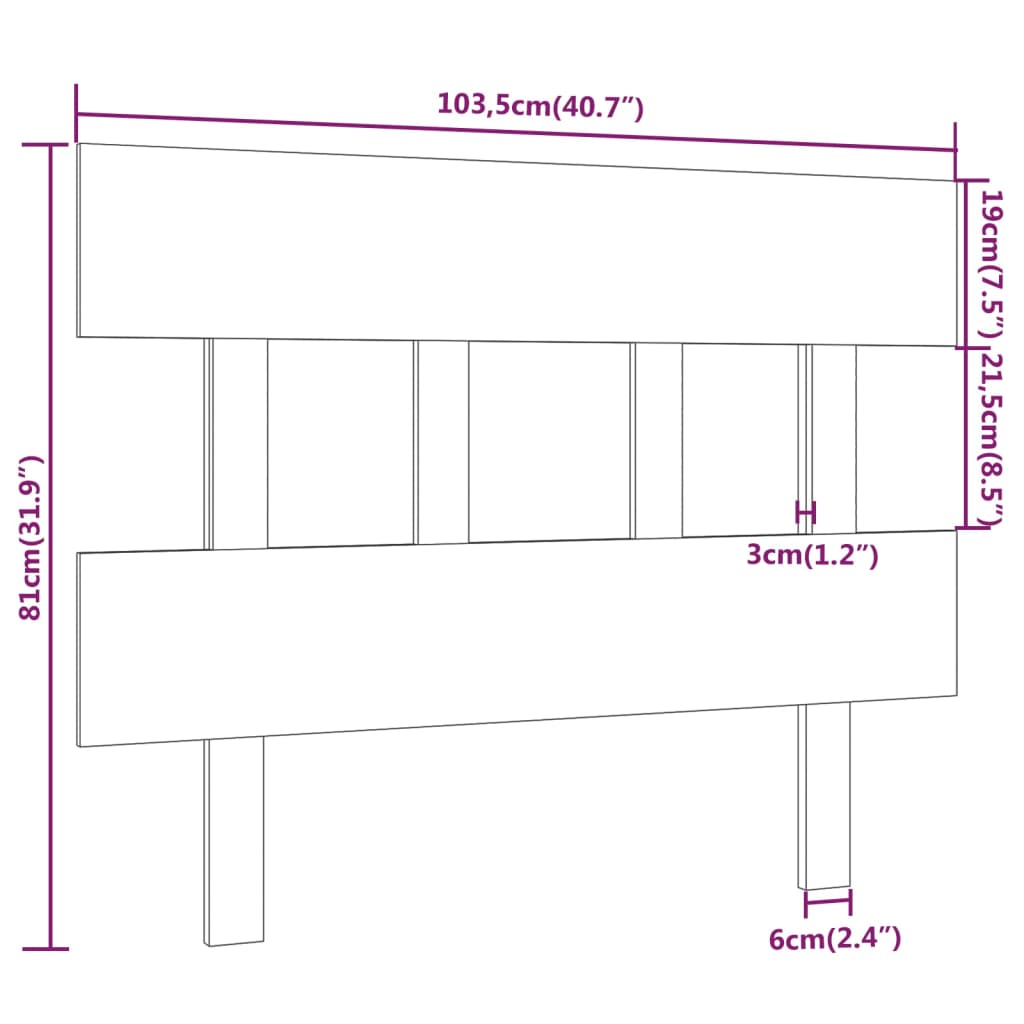 vidaXL Sängynpääty hunajanruskea 103,5x3x81 cm täysi mänty