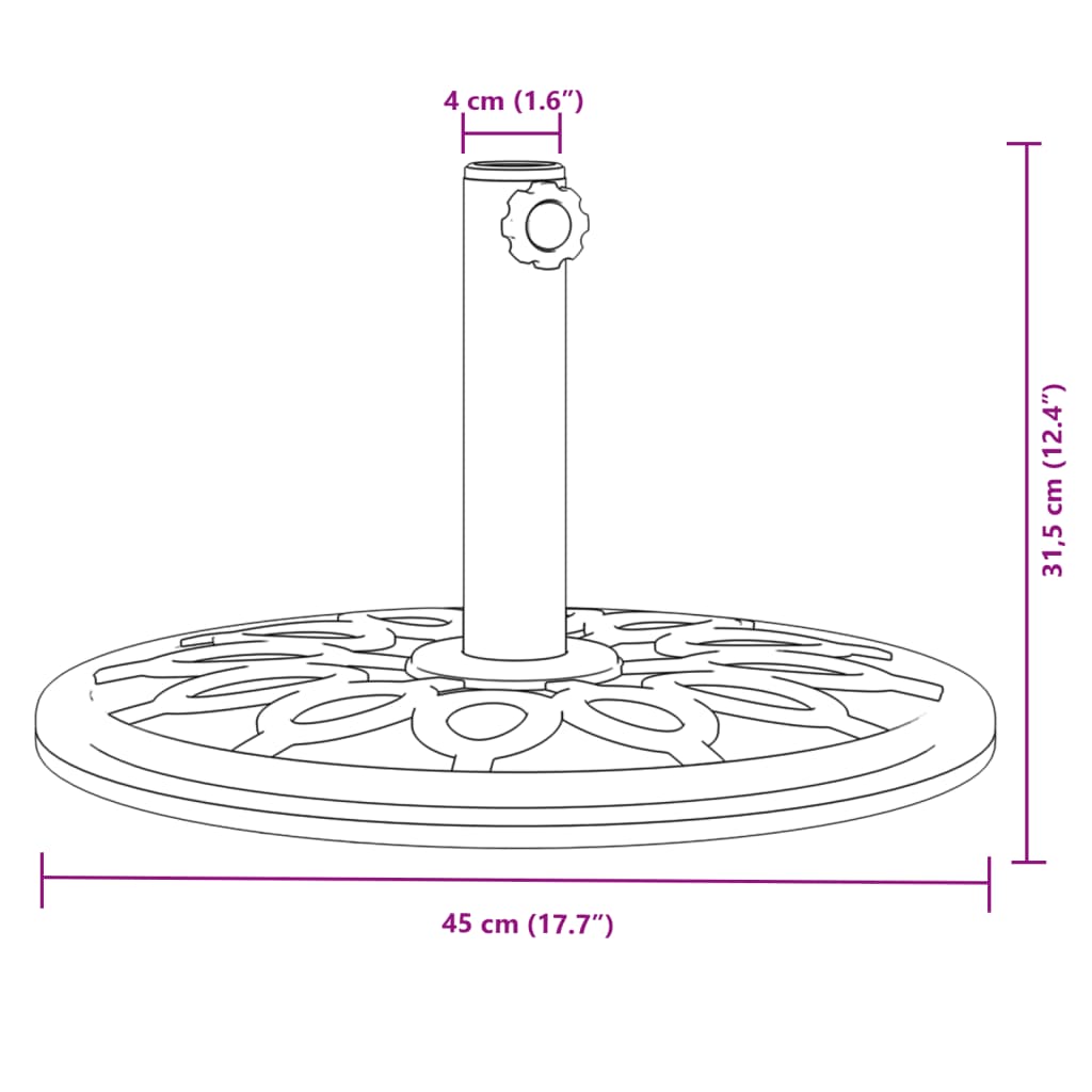 vidaXL Aurinkovarjon jalusta Ø38 / 48 mm tangolle 12 kg pyöreä