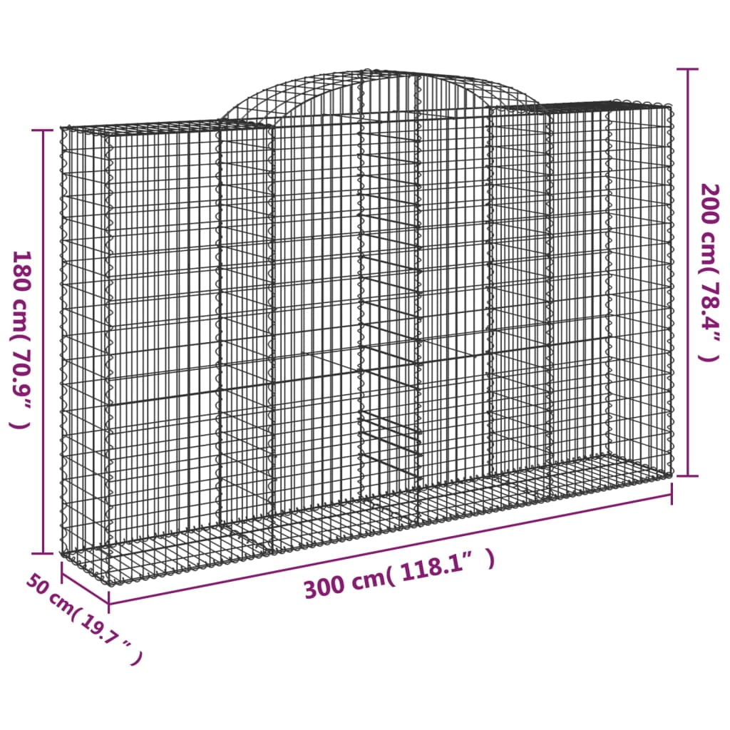 vidaXL Kaarevat kivikorit 11 kpl 300x50x180/200 cm galvanoitu rauta