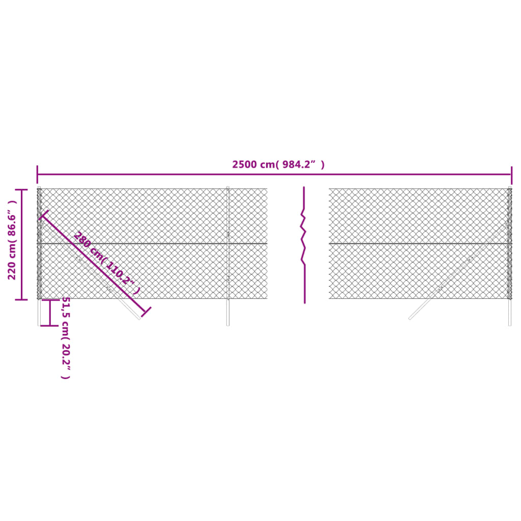 vidaXL Verkkoaita vihreä 2,2x25 m