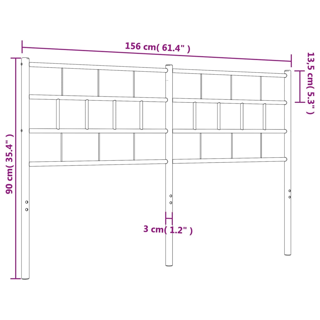 vidaXL Metallinen sängynpääty musta 150 cm