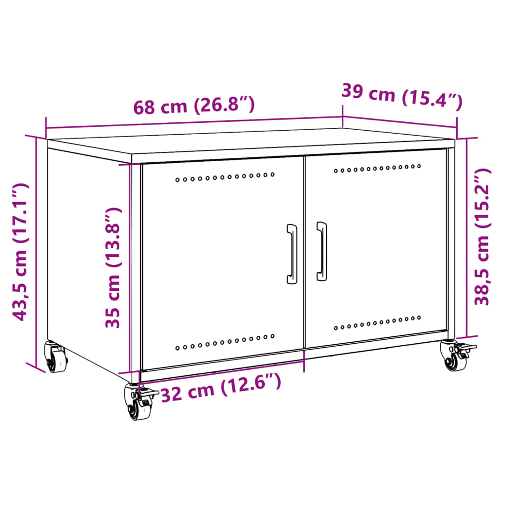 vidaXL TV-taso sinapinkeltainen 68x39x43,5 cm teräs