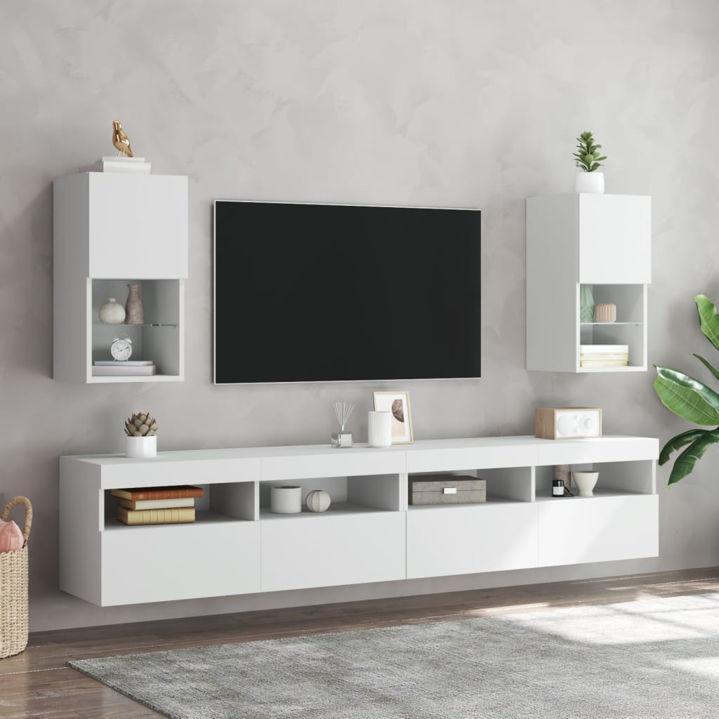 vidaXL TV-kaapit LED-valoilla 2 kpl valkoinen 30,5x30x60 cm