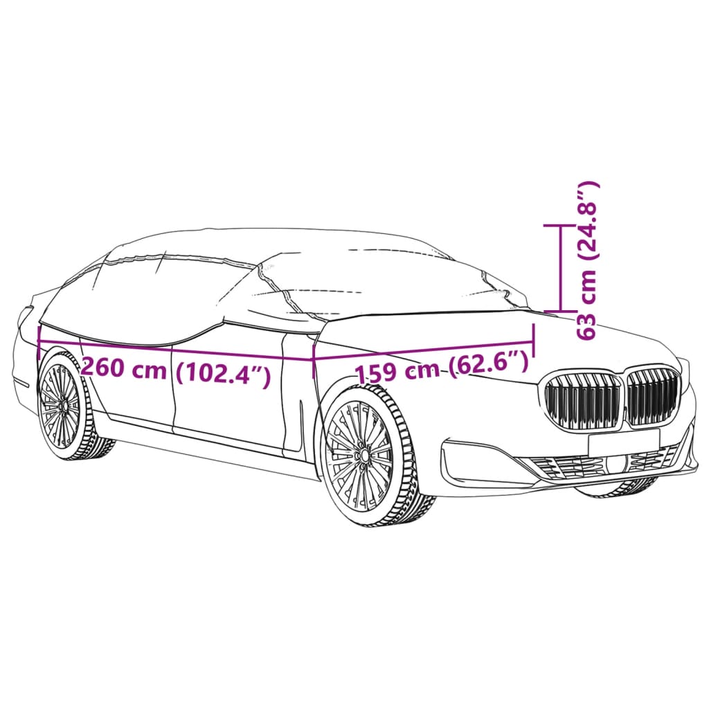 vidaXL Auton puolipeite koukuilla hopea M