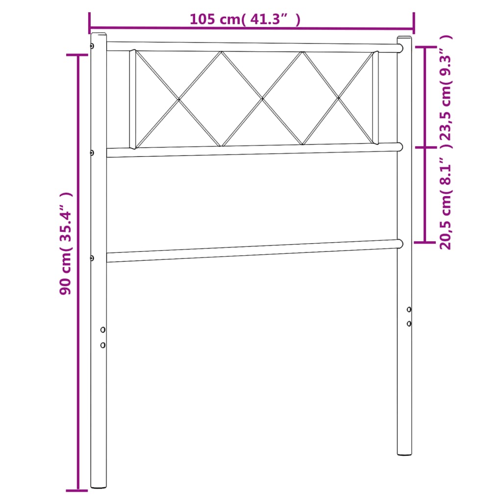 vidaXL Metallinen sängynpääty musta 100 cm