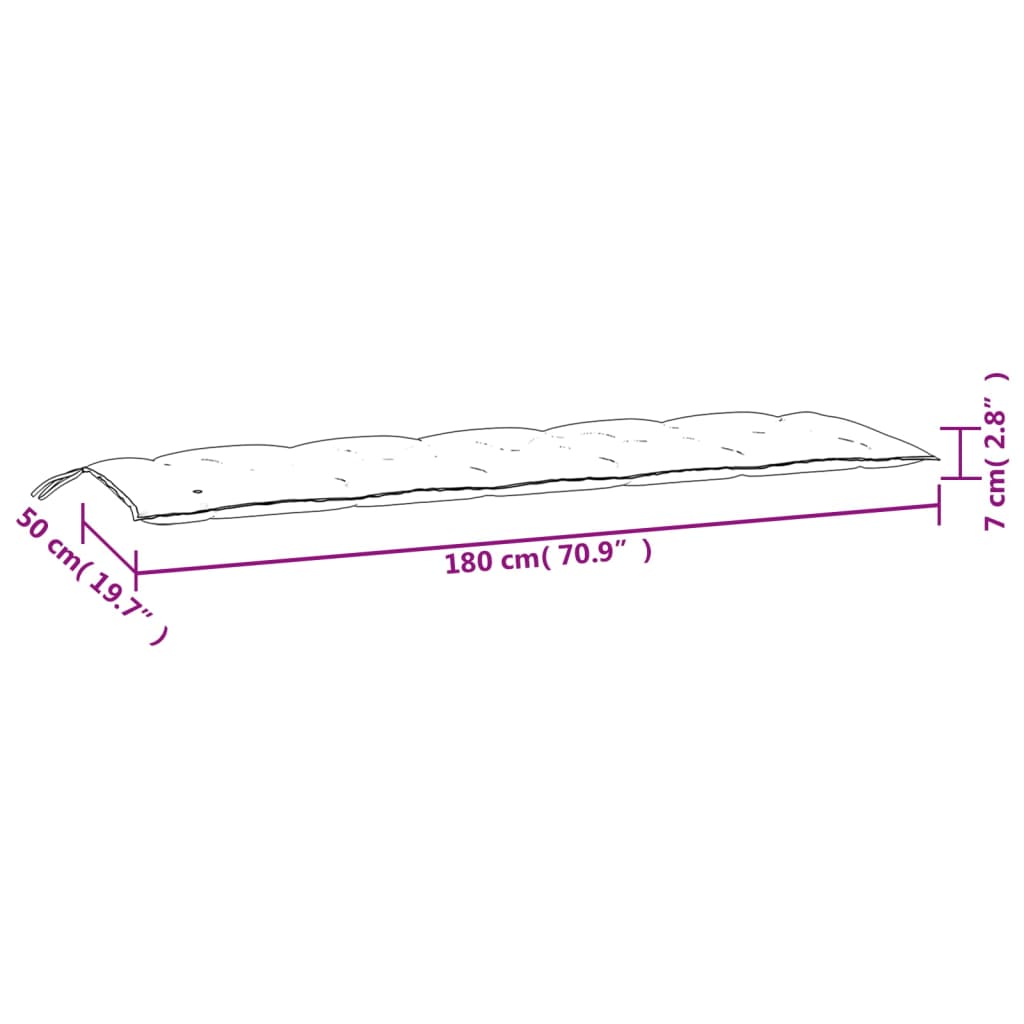 vidaXL Puutarhapenkin pehmusteet 2 kpl v.sin. 180x50x7cm Oxford kangas