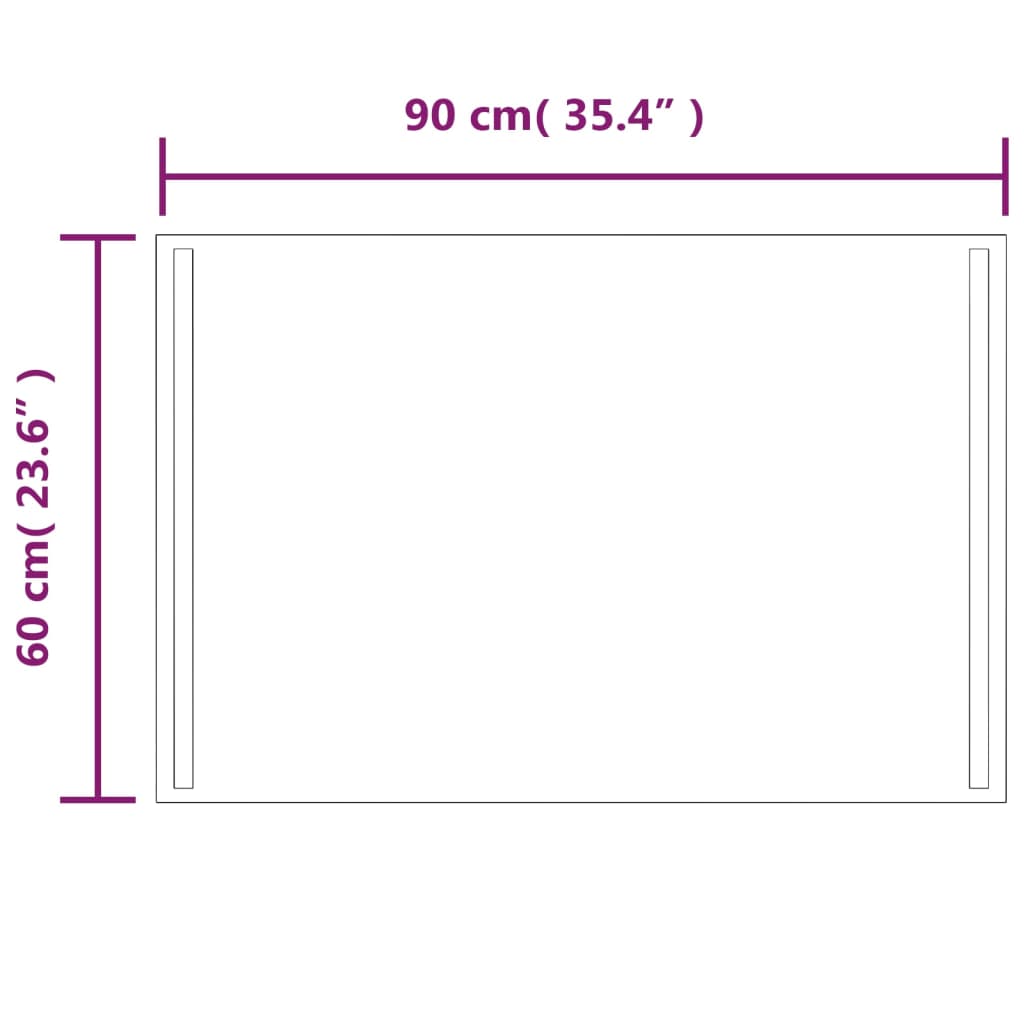 vidaXL Kylpyhuoneen LED-peili 60x90 cm