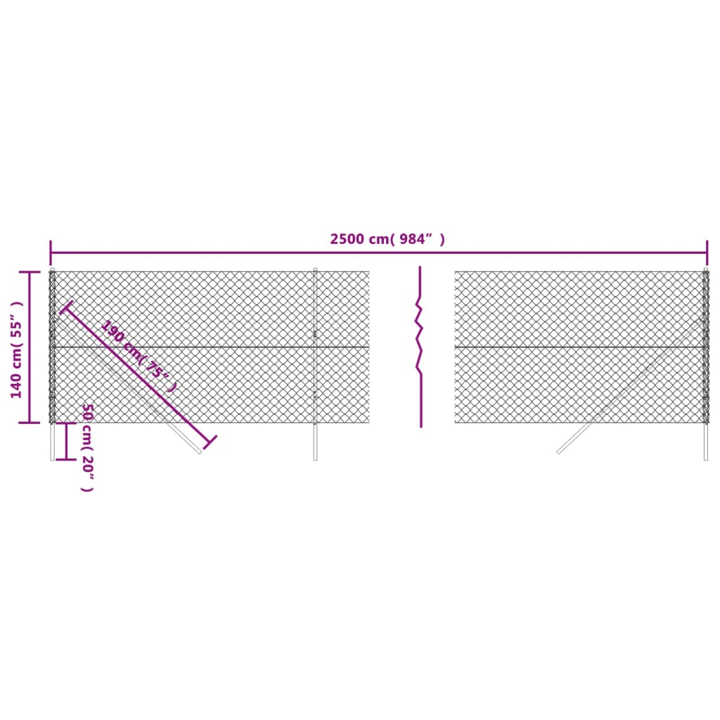 vidaXL Verkkoaita hopea 1,4x25 m