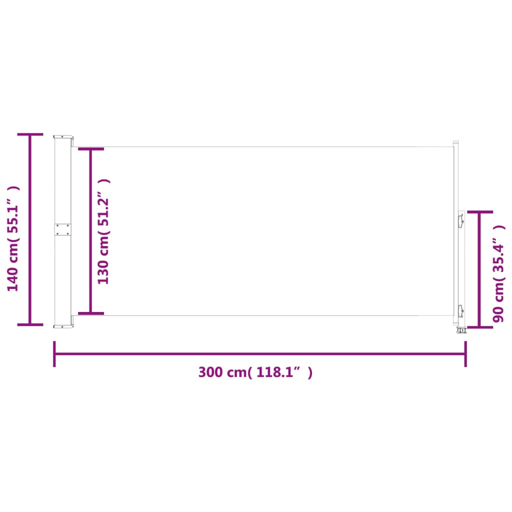 vidaXL Sisäänvedettävä terassin sivumarkiisi 140x300 cm sininen