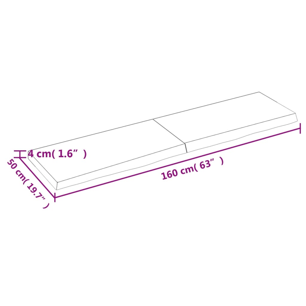 vidaXL Seinähylly tummanruskea 160x50x(2-4) cm käsitelty täystammi